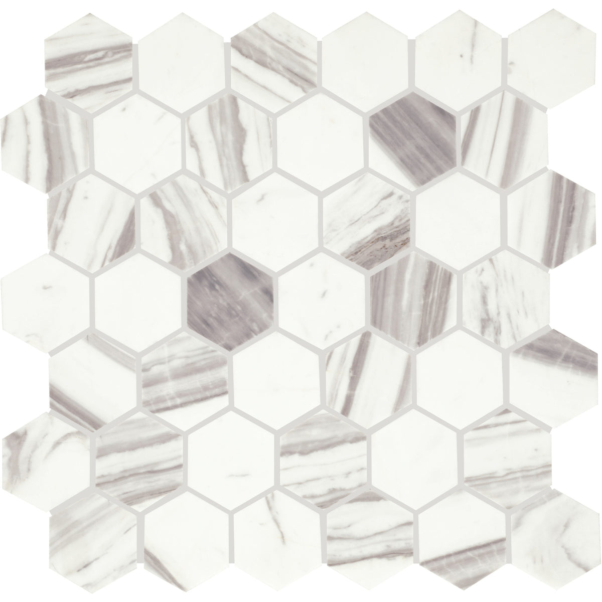 Daltile Eclessia Marble Volakas 12-in x 12-in Honed Natural stone Marble Marble look Hexagon Mosaic Floor and Wall Tile product image