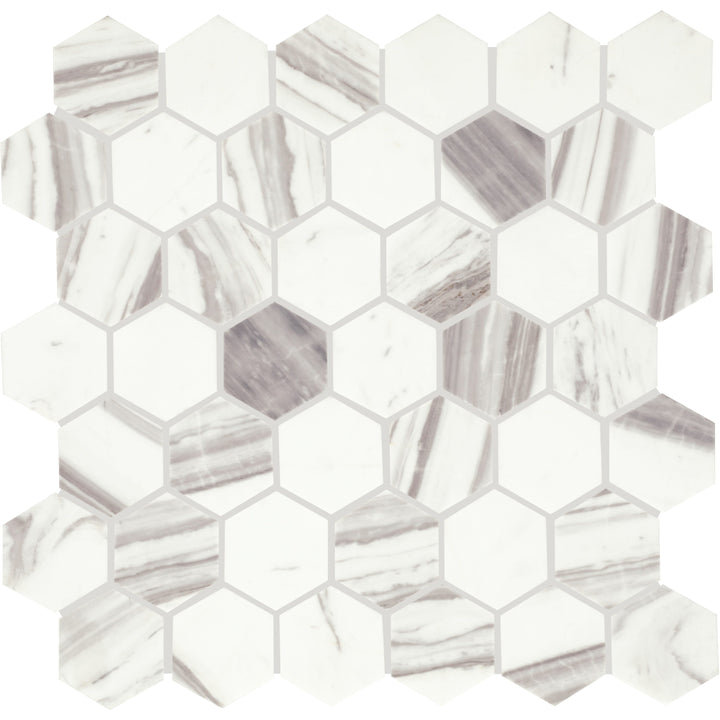 Daltile Eclessia Marble Volakas 12-in x 12-in Honed Natural stone Marble Marble look Hexagon Mosaic Floor and Wall Tile product image