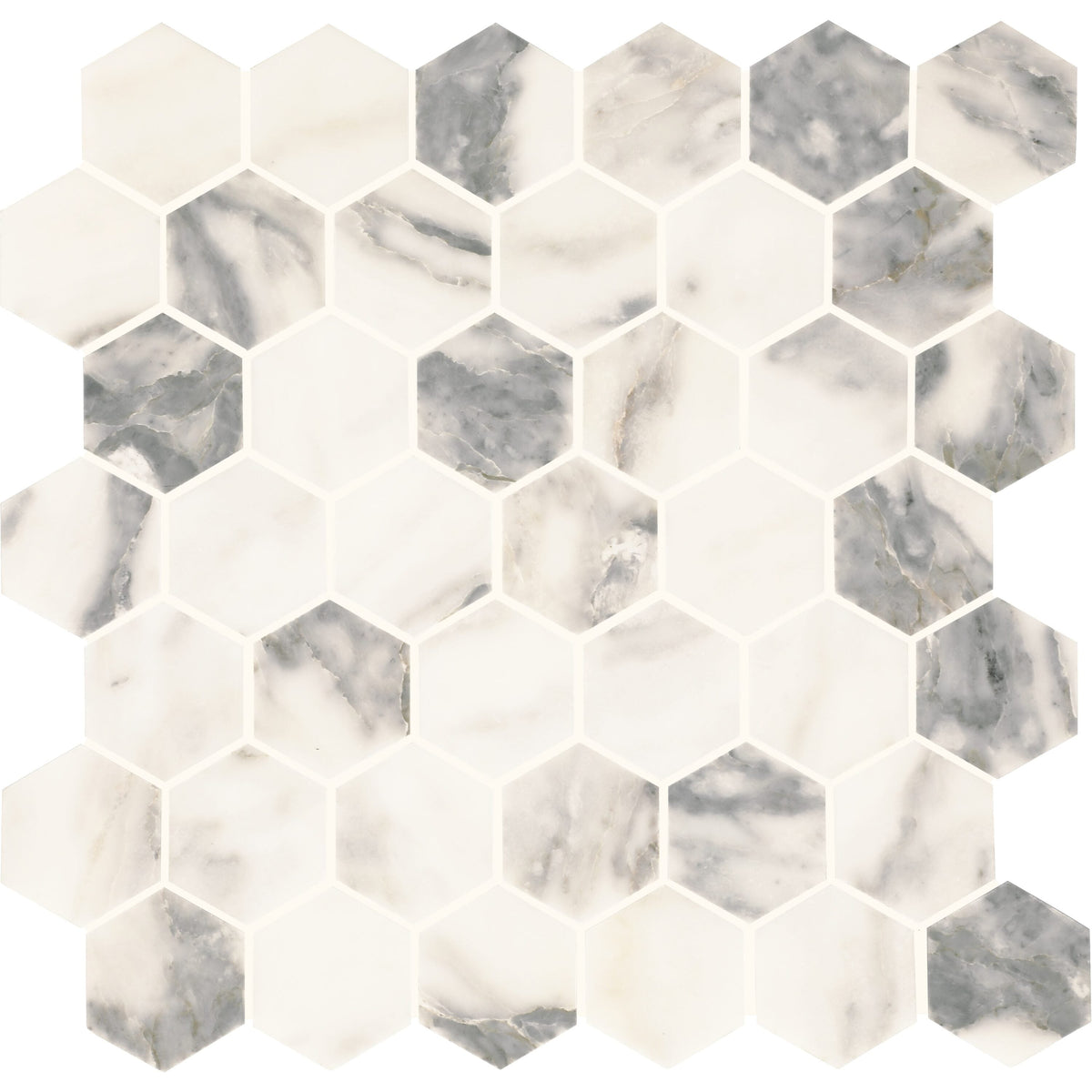 Daltile Eclessia Marble Arabescato Argento 12-in x 12-in Honed Natural stone Marble Marble look Hexagon Mosaic Floor and Wall Tile product image