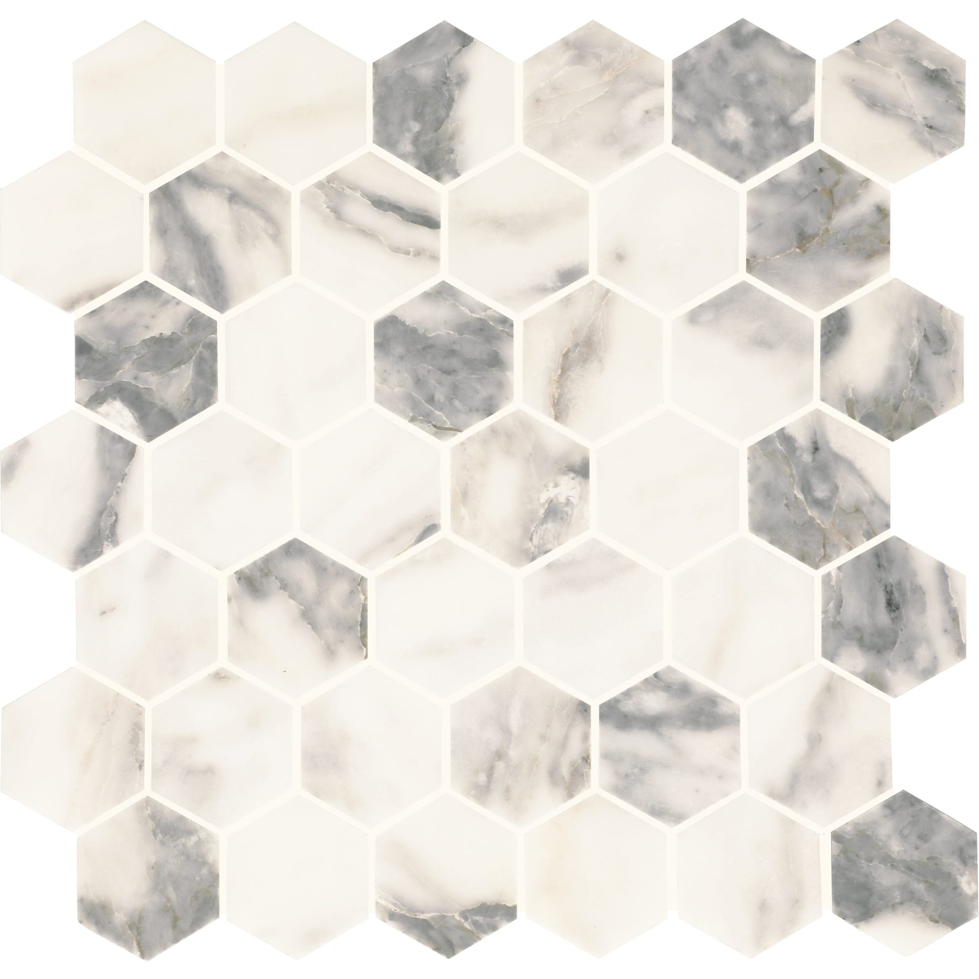 Daltile Eclessia Marble Arabescato Argento 12-in x 12-in Honed Natural stone Marble Marble look Hexagon Mosaic Floor and Wall Tile product image