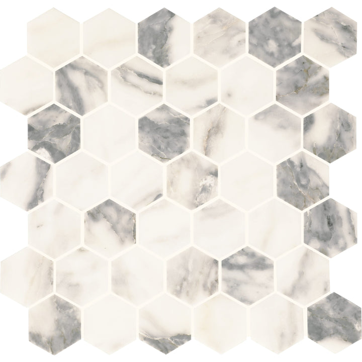 Daltile Eclessia Marble Arabescato Argento 12-in x 12-in Honed Natural stone Marble Marble look Hexagon Mosaic Floor and Wall Tile product image