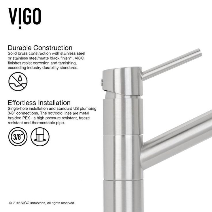 VIGO Branson Stainless Steel 1-Handle Deck-Mount Pull-Out Handle Kitchen Faucet