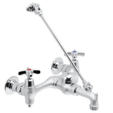 Commander Service Sink Faucet with Cross Handles in Rough Chrome - Super Arbor