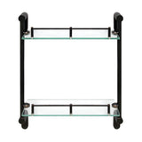 Oval 14.75 in. W Double Glass Wall Shelf with Pre-Installed Rails in Satin Nickel - Super Arbor