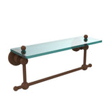 Astor Place 16 in. L  x 4 in. H  x 5 in. W  Clear Glass Vanity Bathroom Shelf with Towel Bar  in Polished Nickel - Super Arbor