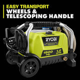 RYOBI 1900 PSI 1.2 GPM Cold Water Wheeled Electric Pressure Washer