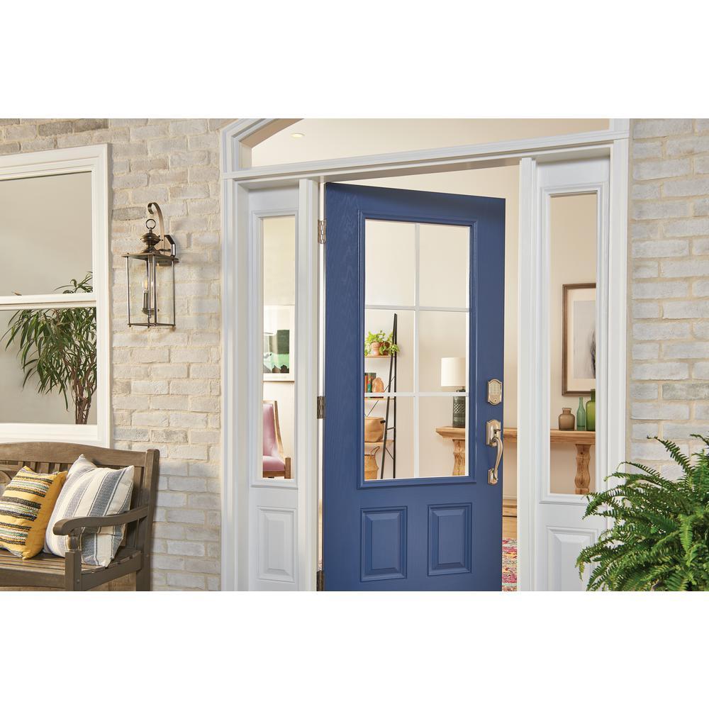 Camelot Satin Nickel Encode Smart Wi-Fi Deadbolt with Alarm and Camelot Handle Set with Accent Lever with Camelot Trim - Super Arbor