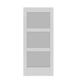 37 in. x 84 in. 3-Lite Full Frosted Glass White Vinyl Finish MDF Sliding Barn Door Slab - Super Arbor