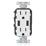 3.6A USB Dual Type A In-Wall Charger with 15 Amp Tamper-Resistant Outlets, Ivory - Super Arbor