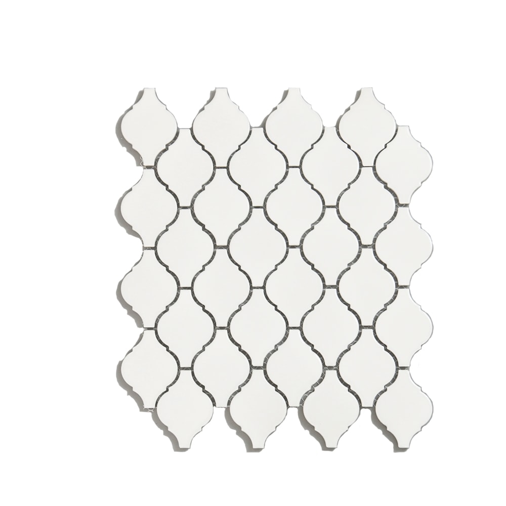 Abolos Monet White 10-in x 11-in Glazed Porcelain Patterned Arabesque Mosaic Wall Tile product image