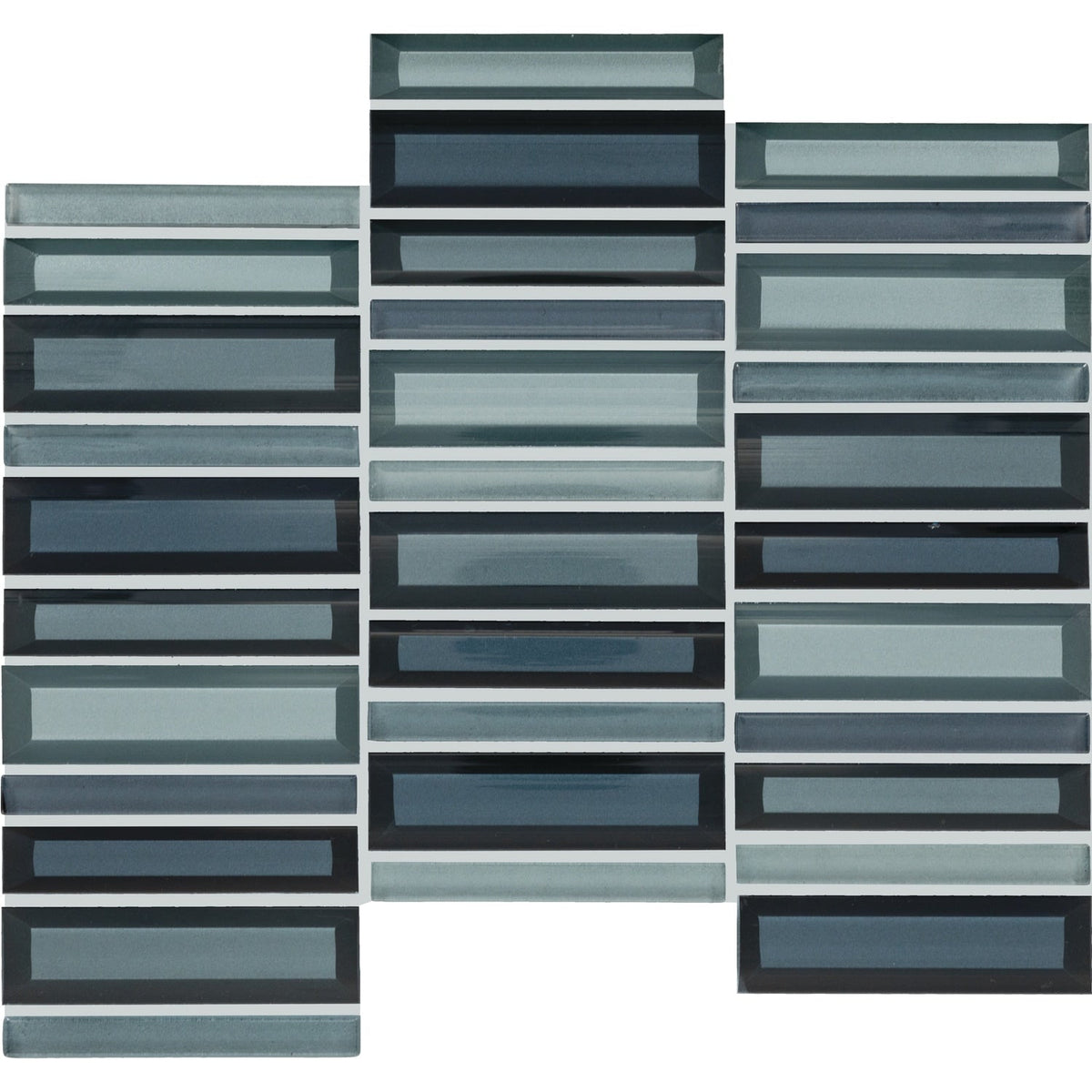Daltile Cascading Waters Cerulean Swell 11-in x 12-in Multi-finish Glass Patterned Mosaic Wall Tile product image