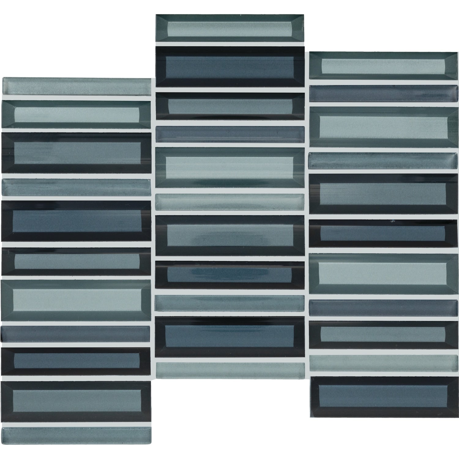 Daltile Cascading Waters Cerulean Swell 11-in x 12-in Multi-finish Glass Patterned Mosaic Wall Tile product image