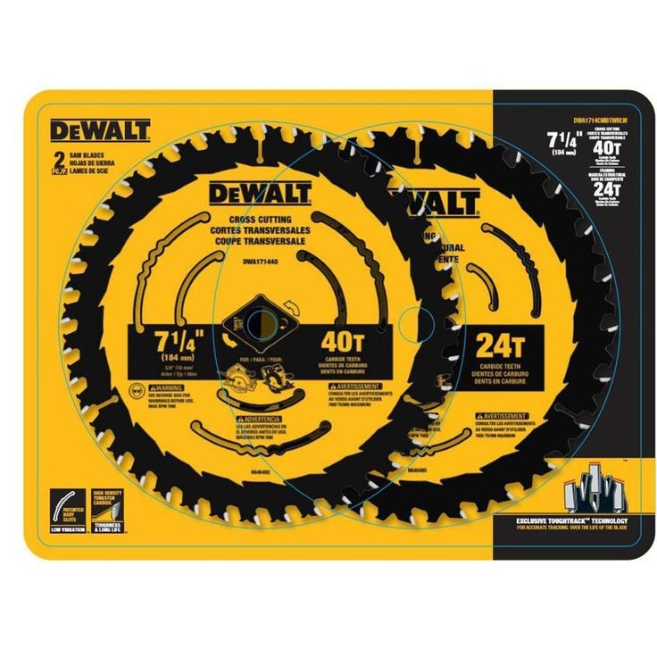 DEWALT 2-Pack 7-1/4-in 24 and 40 Set-Tooth Tungsten Carbide-Tipped Steel Circular Saw Blade Set