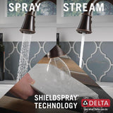 Delta Cassidy Touch2O Venetian Bronze 1-Handle Deck-Mount Pull-Down Touch Kitchen Faucet