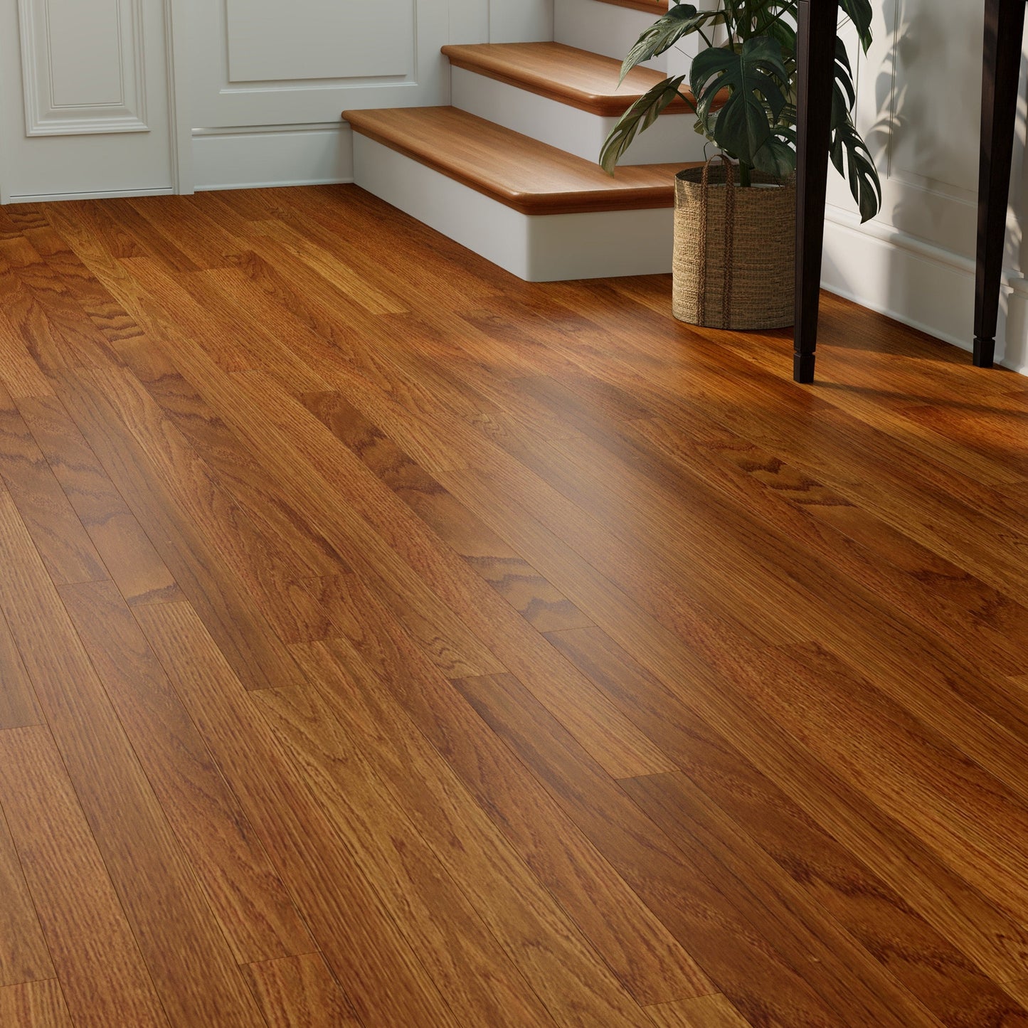 Bruce Oak Fawn hardwood flooring — installed room view