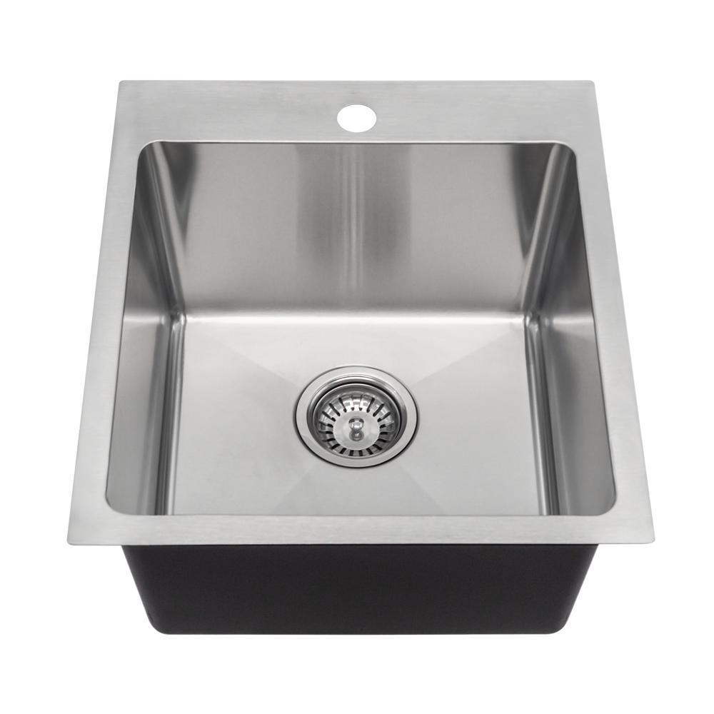 Drop-in Stainless Steel 17 in. 1-Hole Single Bowl Kitchen Sink - Super Arbor