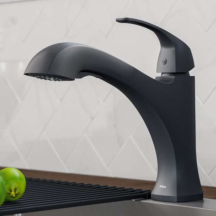 Kraus Oren Matte Black 1-Handle Deck-Mount Pull-Out Handle Kitchen Faucet