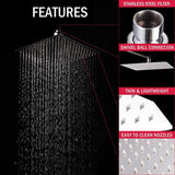3-Spray Patterns 12 in. Ceiling Mount Rainfall Fixed Shower Head with Silicone Nozzle in Chrome - Super Arbor