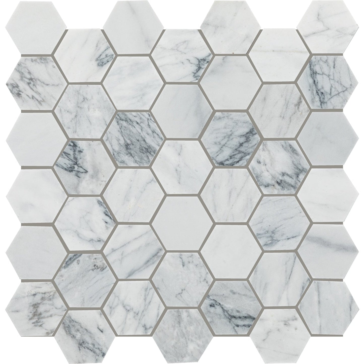 Daltile Raine Cirrus Storm 12-in x 12-in Honed Natural stone Marble Marble look Hexagon Mosaic Floor and Wall Tile product image