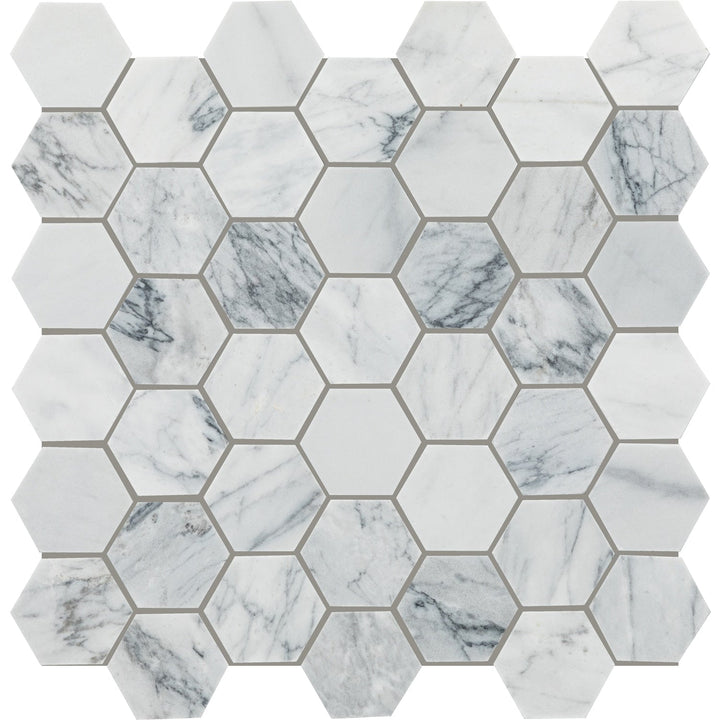 Daltile Raine Cirrus Storm 12-in x 12-in Honed Natural stone Marble Marble look Hexagon Mosaic Floor and Wall Tile product image