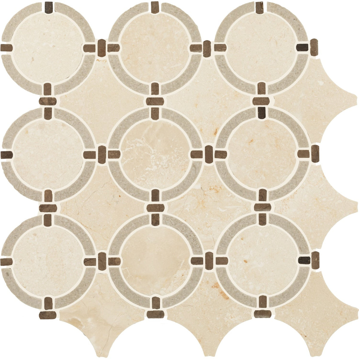 Daltile Raine Cumulus Grey Blend 12-in x 13-in Honed Natural stone Marble Marble look Round Mosaic Floor and Wall Tile product image