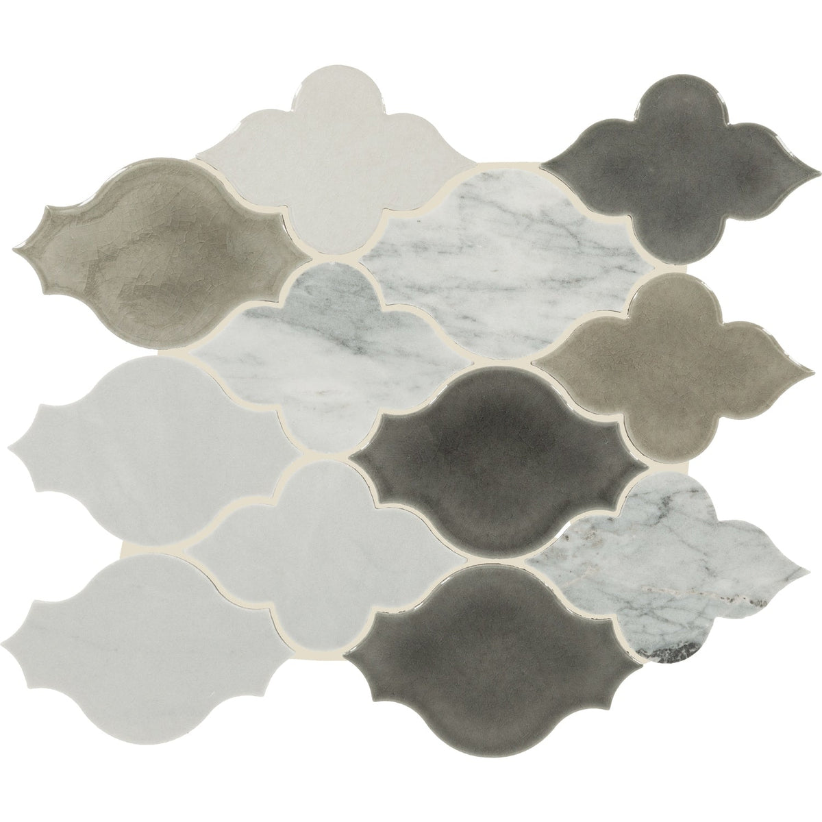 Daltile Raine Cirrus Storm Blend 11-in x 13-in Honed Natural stone Marble Marble look Arabesque Mosaic Wall Tile product image