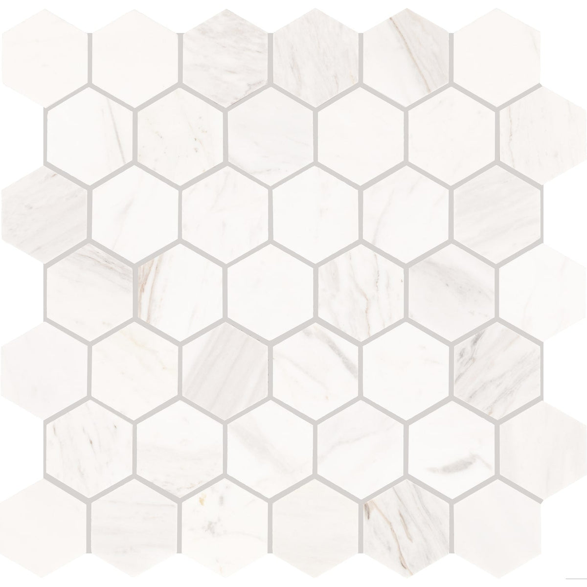 Daltile Raine Stratus White 12-in x 12-in Honed Natural stone Marble Marble look Hexagon Mosaic Floor and Wall Tile product image