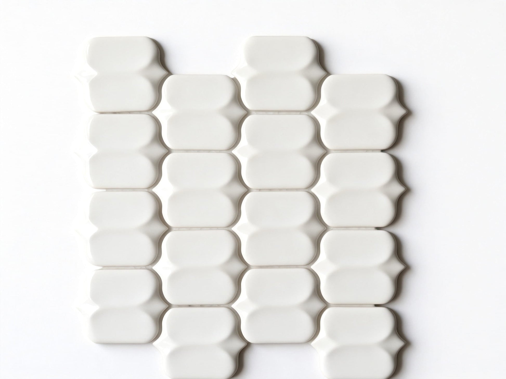 Abolos Monet Classical White 11-in x 12-in Glazed Porcelain Patterned Arabesque Mosaic Wall Tile product image