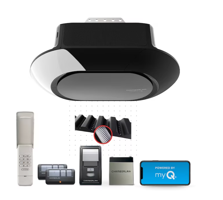 Chamberlain 3/4 Hps myQ Smart Belt Drive Garage Door Opener Wi-fi Compatibility Battery Back-up LED Light