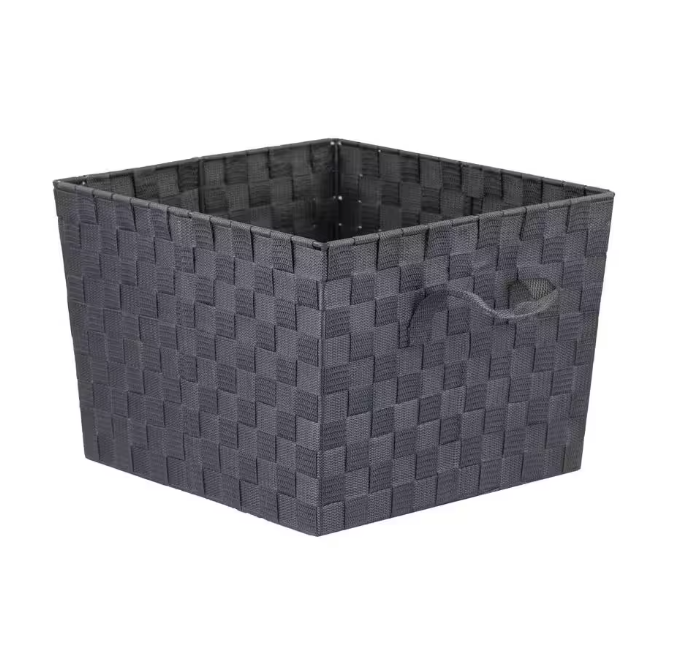 15 in. D x 10 in. H x 10 in. W Grey Fabric Cube Storage Bin
