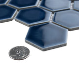 Merola Tile Hudson Due Hex 2 in. Denim Blue 11 in. x 12 in. Porcelain Mosaic (9.97 sq. ft. / Case)