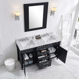 Aberdeen 60 in. W x 22 in. D Vanity in Black with Carrara Marble Top with White Sinks - Super Arbor