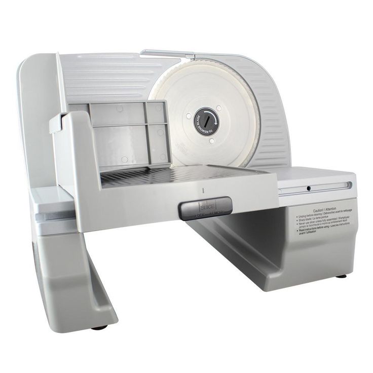 Premium Silver Electric Food Slicer with Tilted Food Carriage High Torque Motor Gear Drive with Stainless Steel Blade
