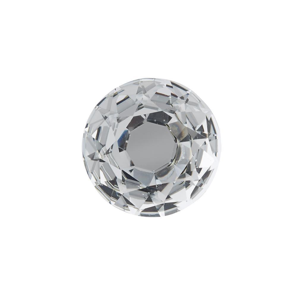 1-3/16 in. (30 mm) Clear, Chrome Contemporary Metal, Crystal and Glass Cabinet Knob - Super Arbor