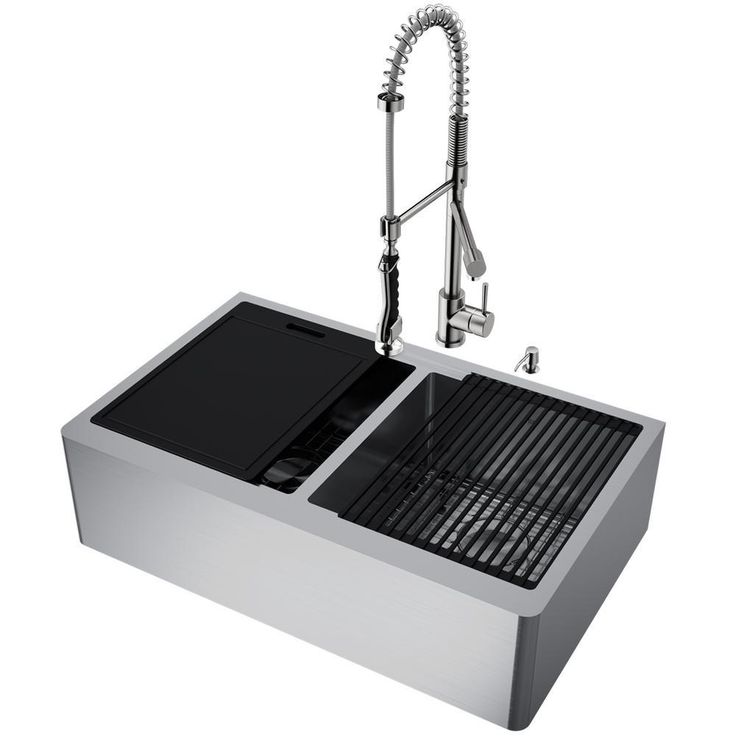 All-in-One Flat Farmhouse Apron Oxford Stainless Steel 33 in. Double-Bowl Kitchen Sink Workstation with Zurich Faucet
