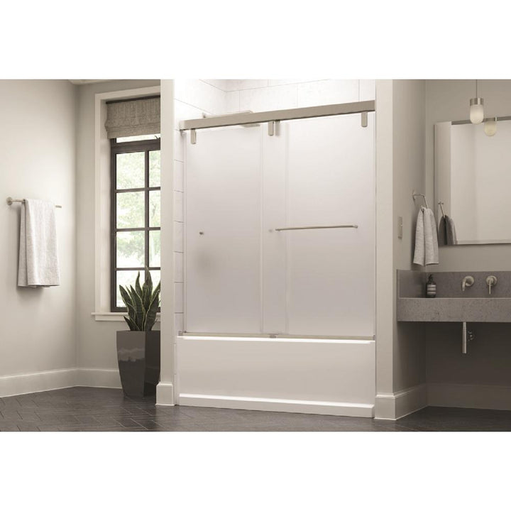 Simplicity 60 x 59-1/4 in. Frameless Mod Soft-Close Sliding Bathtub Door in Bronze with 3/8 in. (10mm) Clear Glass - Super Arbor