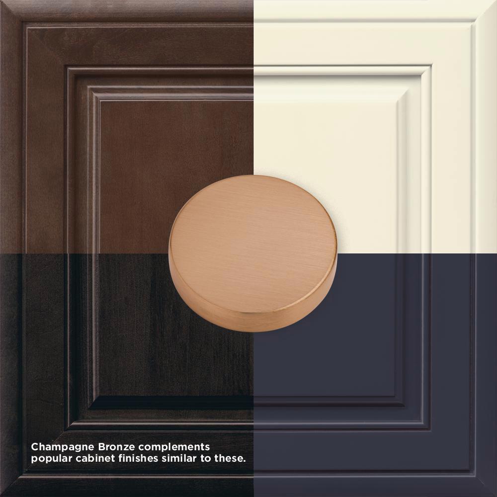 1-1/8 in. (29 mm) Champagne Bronze Flat Top Round Cabinet Knob (10-Pack) - Super Arbor