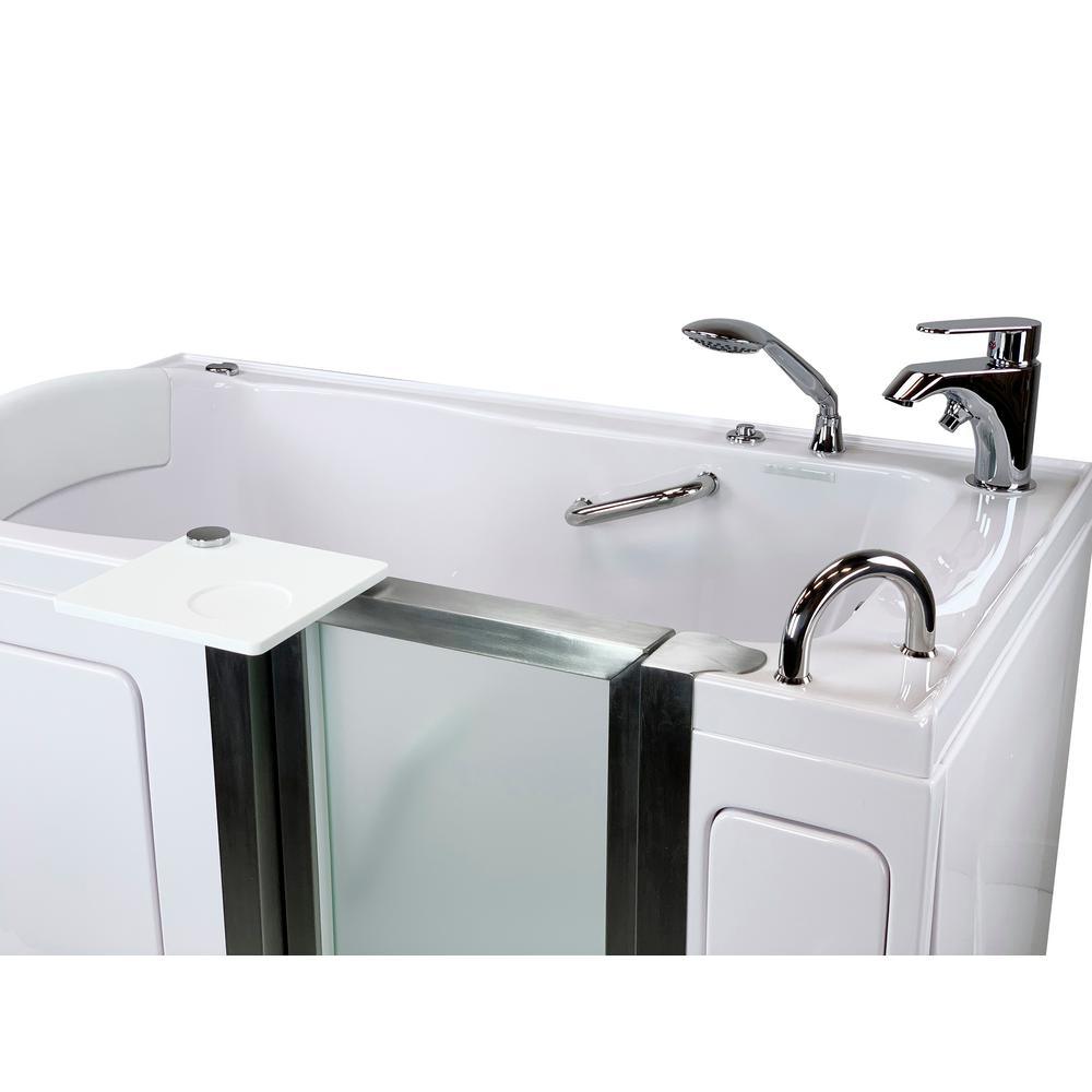 Elite 52 in. Acrylic Walk-In Whirlpool Bathtub in White with Right Door, 2-Piece Fast Fill Faucet and 2 in. Dual Drain - Super Arbor