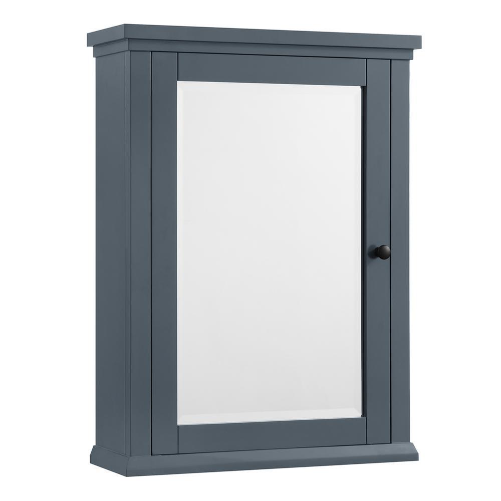 Merryfield 24 in. W x 32 in. H Framed Surface-Mount Bathroom Medicine Cabinet in Dark Blue-Gray - Super Arbor