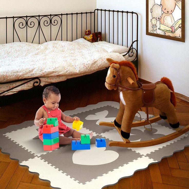 Sorbus Puzzle Mat Interlocking Floor Kids Play Carpet Tiles - Baby Foam Puzzle, Extra Thick Non-Toxic Crawling Mat for Tummy Time, Great for Children Playroom (4 Tiles)