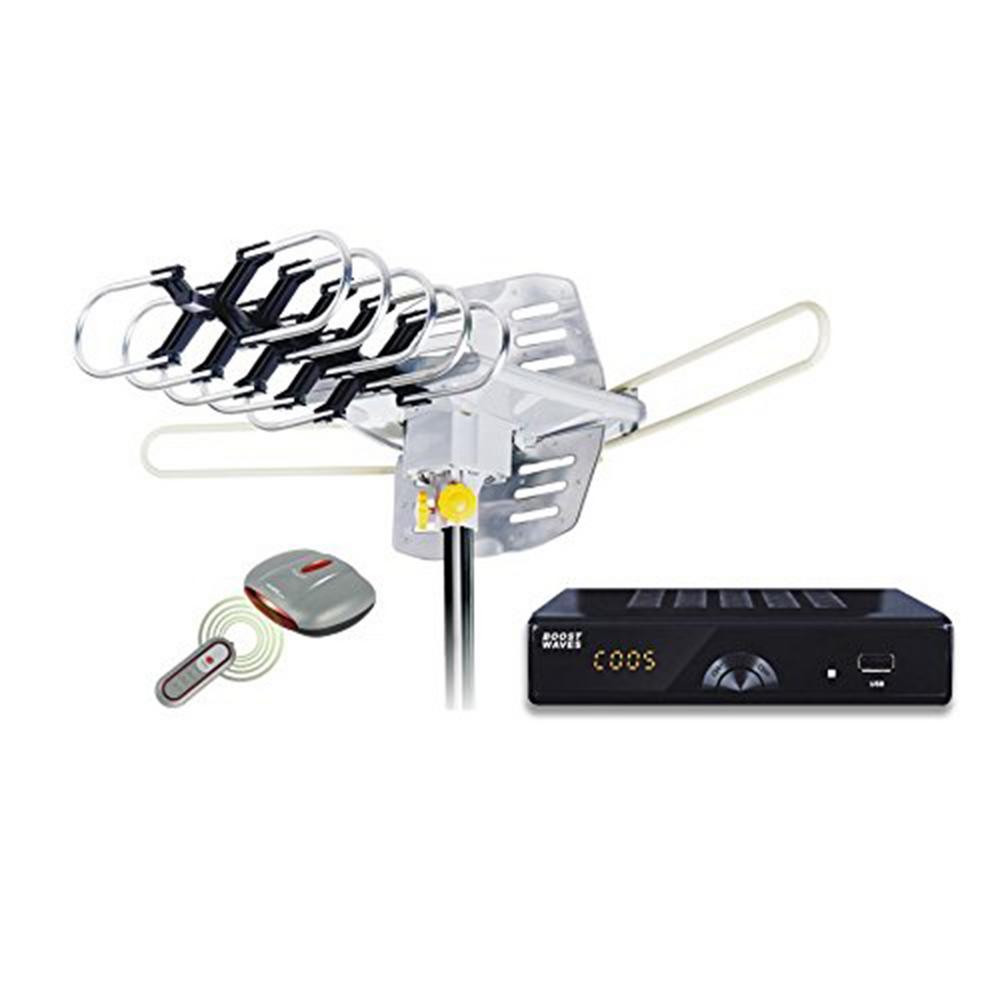 Amplified HD Digital Outdoor HDTV Antenna 360¬∞ Rotation UHF VHF FM Radio Remote Control for 2 TVs - Super Arbor