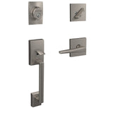 Schlage Custom Century Satin Nickel Single Cylinder Handleset with Eller Lever and Collins Trim
