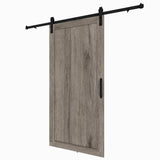 37 in. x 84 in. Herringbone Grey Finished Vinly Sliding Barn Door with Black Hardware Kit - Super Arbor