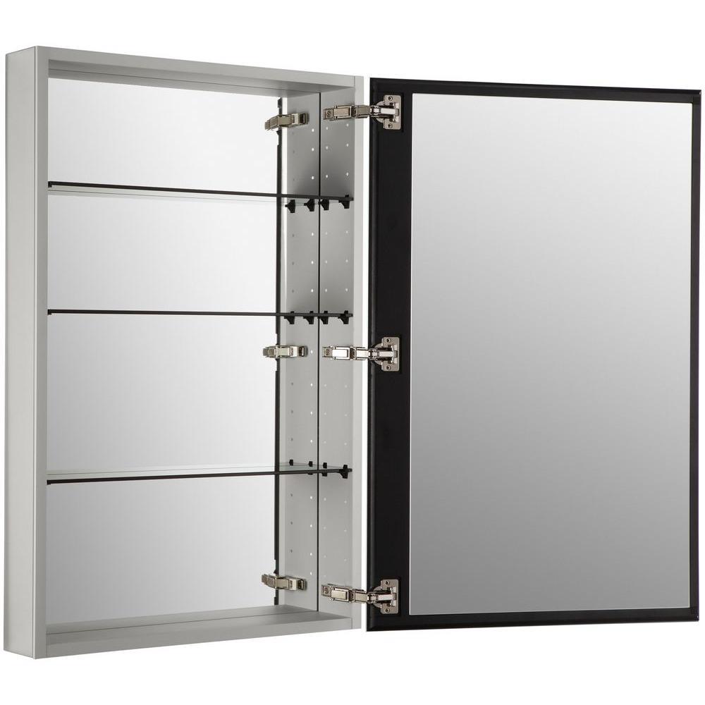 Catalan 24.125 in. W x 36 in. H x 5 in. D Recessed or Surface Mount Medicine Cabinet in Satin Anodized Aluminum - Super Arbor