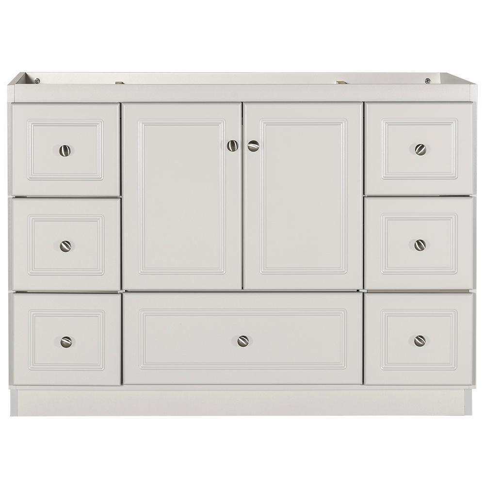 Ultraline 60 in. W x 21 in. D x 34.5 in. H Vanity for Center Basin Cabinet Only in Satin White - Super Arbor