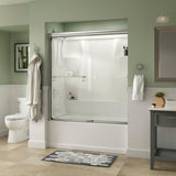 Portman 60 in. x 58-1/8 in. Semi-Frameless Traditional Sliding Bathtub Door in Bronze with Rain Glass - Super Arbor