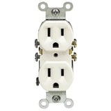 15 Amp Residential Grade Grounding Duplex Outlet, White - Super Arbor