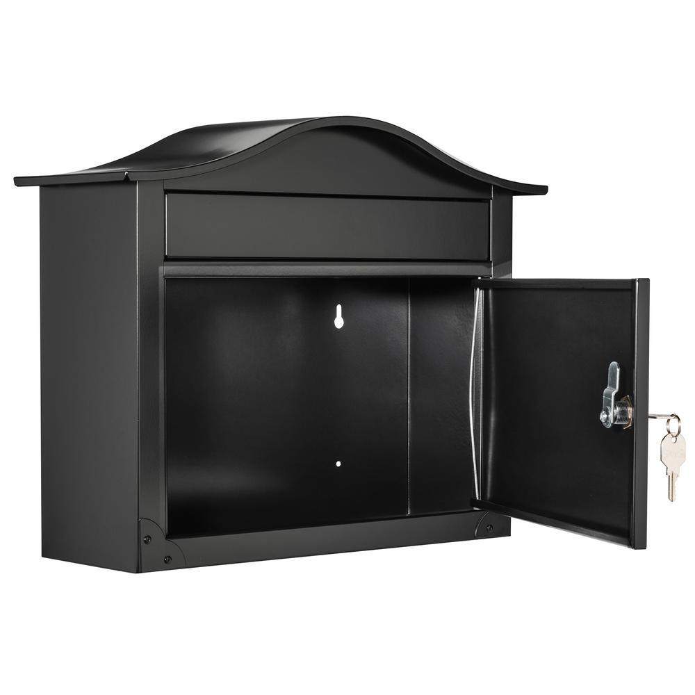 Saratoga Black Wall-Mount Lockable Mailbox - Super Arbor