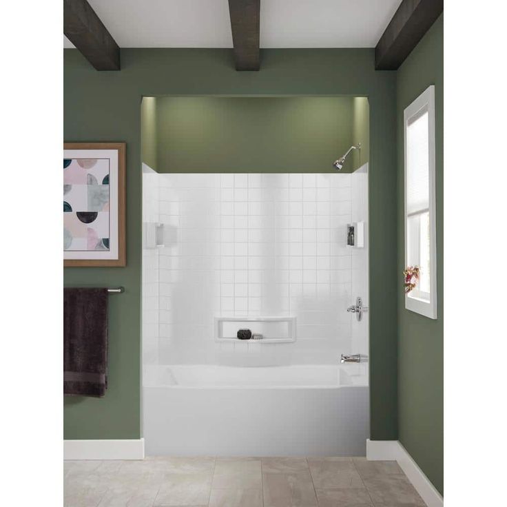 Distinction 60 in. W x 60 in. H Three Piece Glue Up Tub Surrounds in High Gloss White