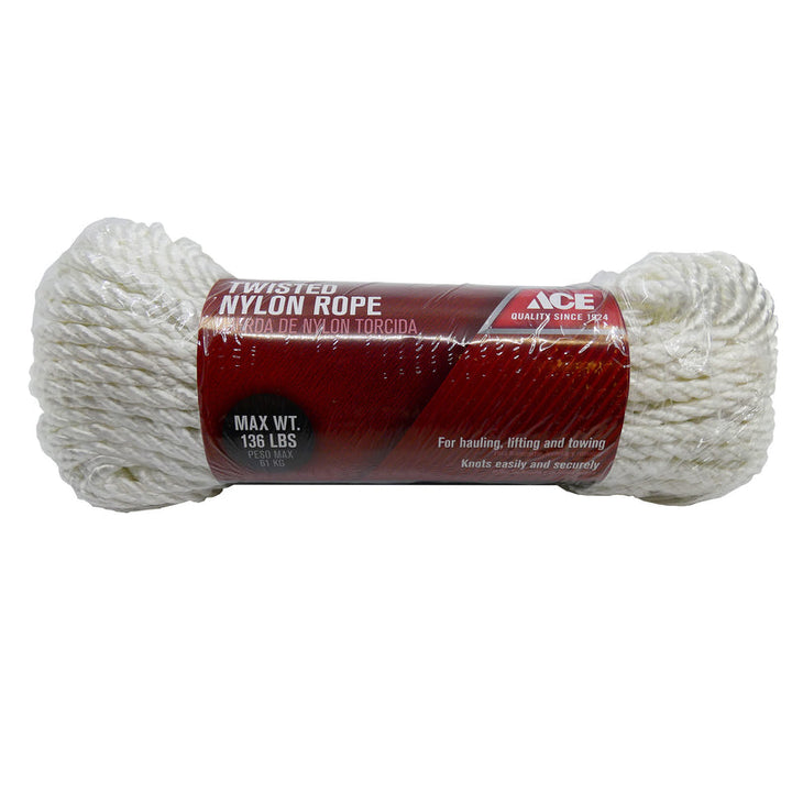 Ace 1/4 in. D x 100 ft. L White Twisted Nylon Rope